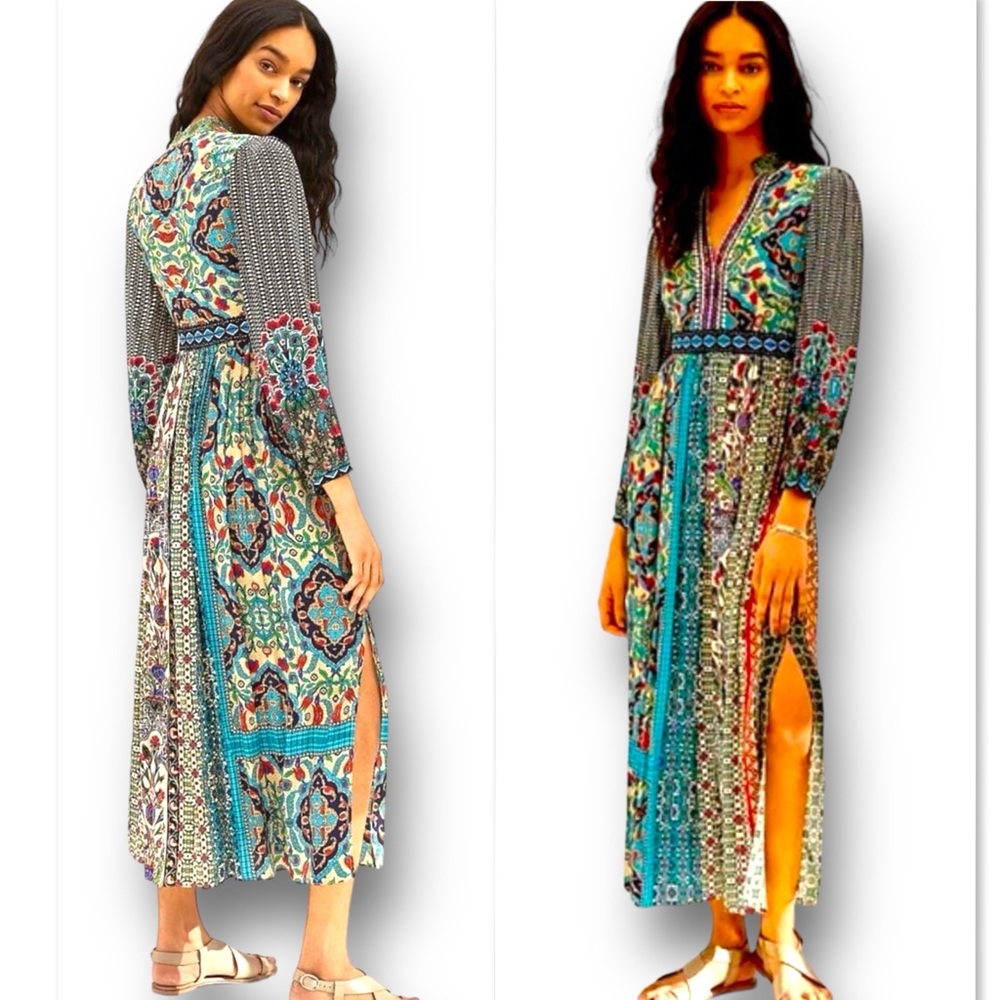 Anthropologie x Bhanuni by Jyoti Ronika Patterned Maxi Dress Multicolor Size M - Picture 1 of 16